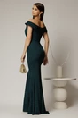 Rochie lunga verde de seara din lycra cu sclipici si design atipic, 2, dyfashion.ro