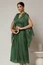 Rochie lunga verde de seara din voal peliculizat, 3, dyfashion.ro