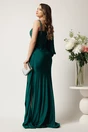 Rochie lunga verde din lycra cu strasuri si fronseu pe talie, 3, dyfashion.ro