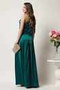 Rochie lunga verde din tafta si dantela cu crapatura maxi- Ella Collection Pamela, 2, dyfashion.ro