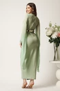 Rochie lunga verde mint din stofa petrecuta cu strasuri si maneci din voal, 2, dyfashion.ro