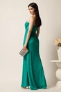 Rochie lunga verde mulata din lycra cu fronseu si accesoriu- LaDonna, 2, dyfashion.ro