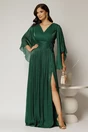 Rochie lunga verde seara din voal peliculizat cu aplicatii pe talie, 1, dyfashion.ro