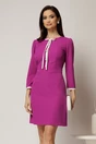 Rochie magenta cu nasturi perlati si funda, 1, dyfashion.ro