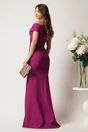 Rochie magenta lunga din stofa cu decolteu barcuta si crapatura pe picior- LaDonna, 2, dyfashion.ro
