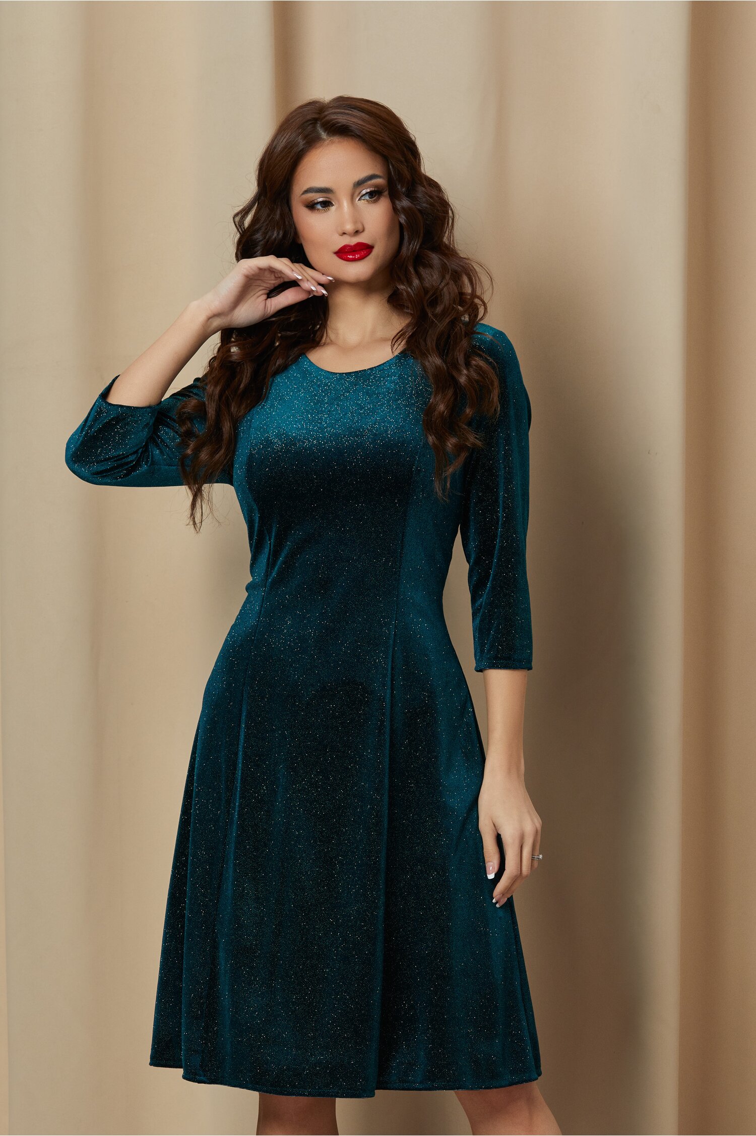 Rochie margaret verde cu glitter