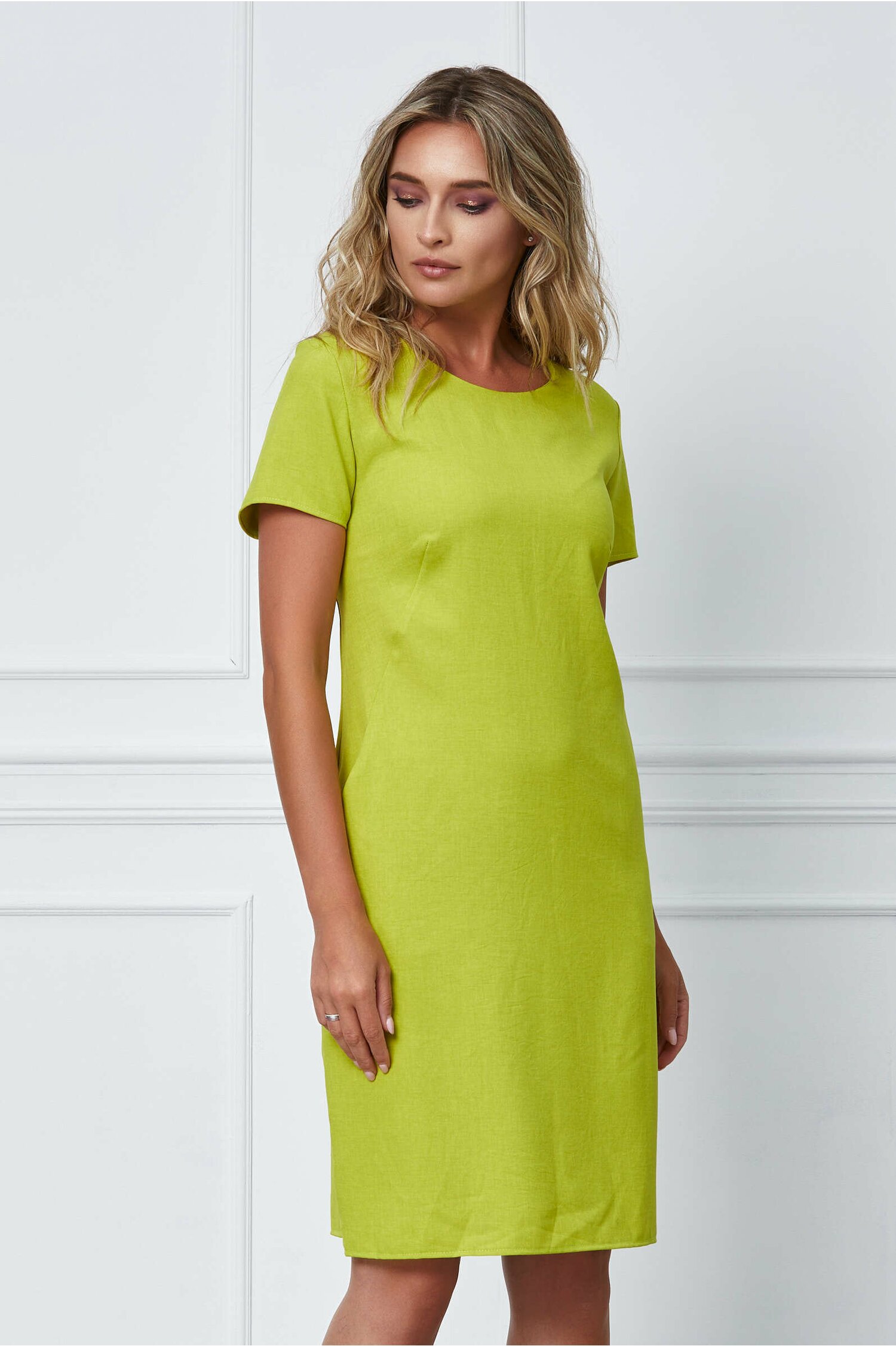 Rochie de primavara Marisa lime cu buzunare