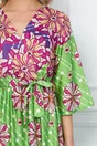 Rochie Marisa verde cu imprimeu magenta