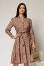 Rochie maro midi din viscoza si imprimeu cu buline, 1, dyfashion.ro