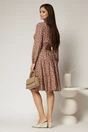 Rochie maro midi din viscoza si imprimeu cu buline, 2, dyfashion.ro