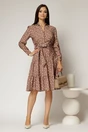 Rochie maro midi din viscoza si imprimeu cu buline, 3, dyfashion.ro