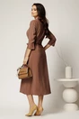 Rochie maro tip camasa din viscoza cu cordon in talie, 2, dyfashion.ro