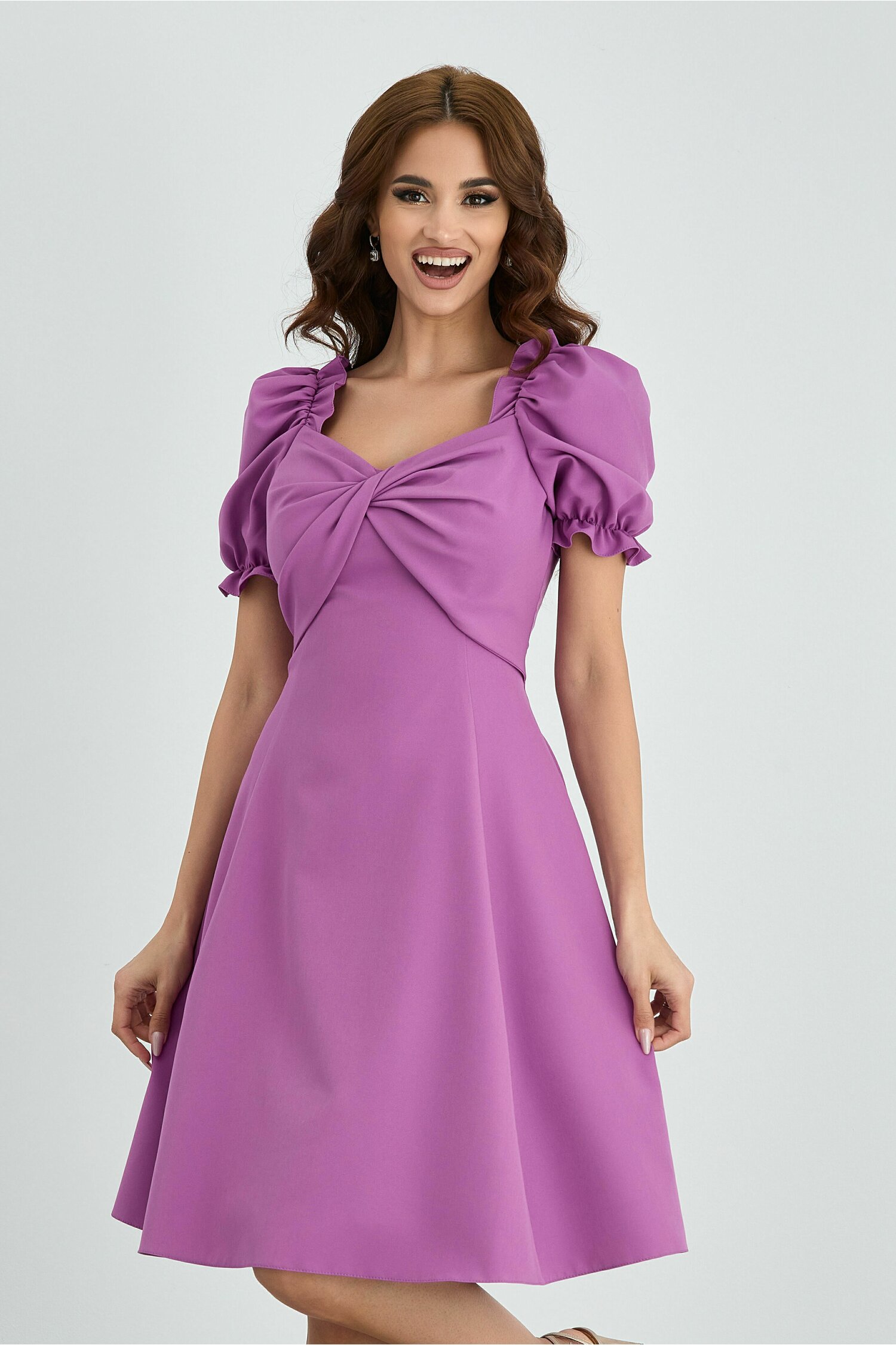 Rochie mbg lila cu funda la bust