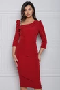 Rochie MBG rosie eleganta cu volanase la bust