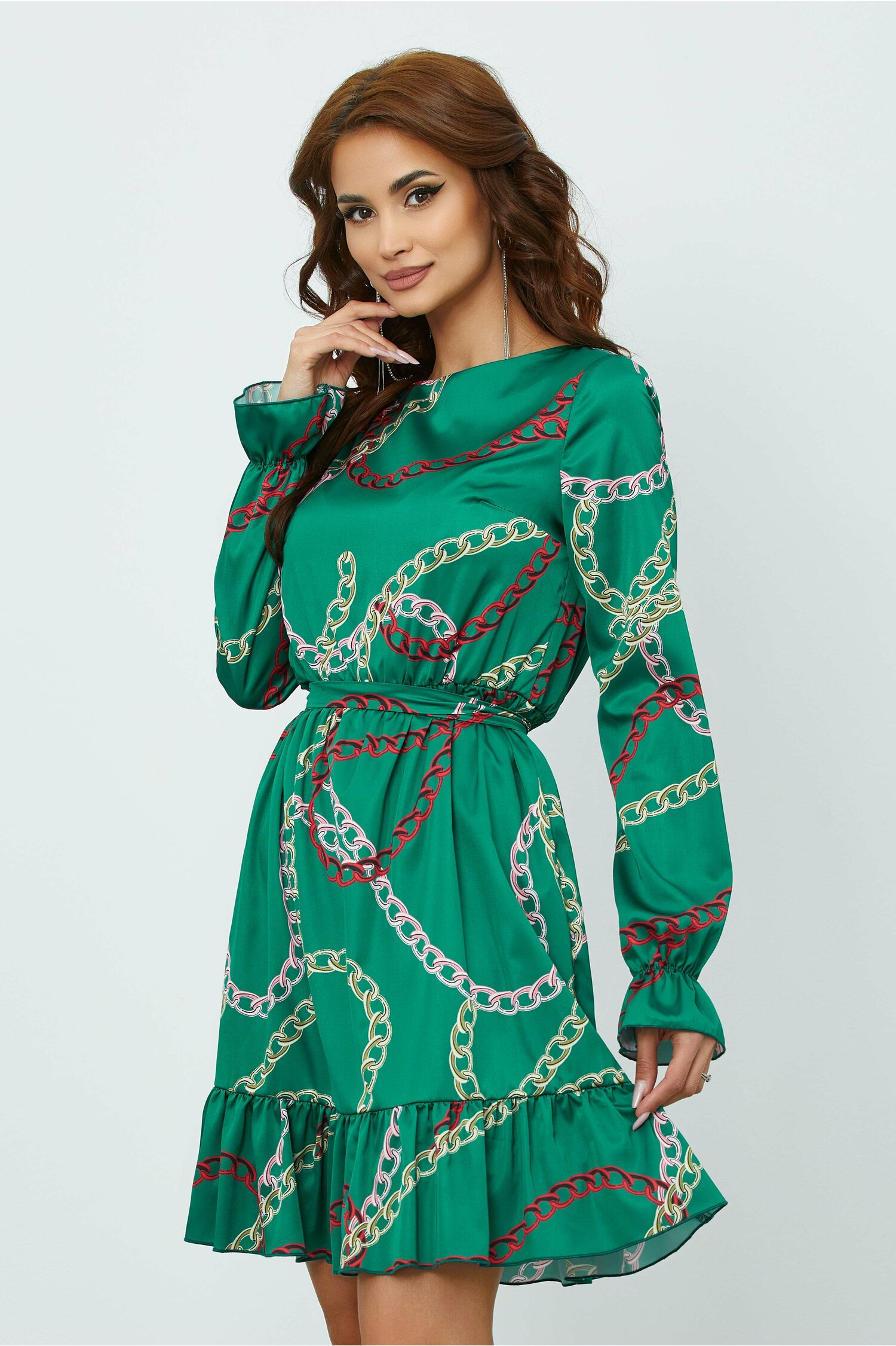 Rochie mbg verde cu imprimeu chain