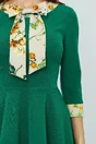 Rochie MBG verde cu print floral si funda la guler