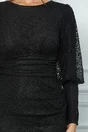 Rochie Melinda neagra din dantela cu talie marcata