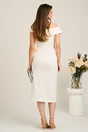 Rochie midi alba conica din voal satinat cu strasuri si nasturi- Leonard Collection, 4, dyfashion.ro