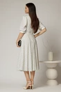 Rochie midi alba cu buline si cordon detasabil in talie, 2, dyfashion.ro
