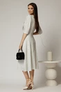 Rochie midi alba cu buline si guler amplu croi clos, 2, dyfashion.ro