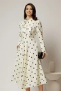 Rochie midi alba cu buline si guler ascutit, 1, dyfashion.ro