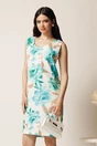 Rochie midi alba cu flori verzi din viscoza, 1, dyfashion.ro