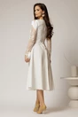 Rochie midi alba cu maneci din dantela si cordon detasabil, 2, dyfashion.ro