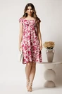 Rochie midi alba din lycra cu imprimeuri fucsia, 3, dyfashion.ro