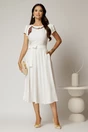 Rochie midi alba din rayon cu lantisor cu esarfa la decolteu, 3, dyfashion.ro