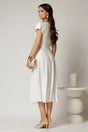 Rochie midi alba din rayon cu lantisor cu esarfa la decolteu, 2, dyfashion.ro