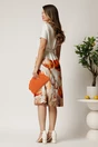 Rochie midi alba din satin cu imprimeu floral la baza si cordon in talie, 2, dyfashion.ro