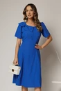 Rochie midi albastra cu funda la umar si croi in clini, 1, dyfashion.ro