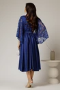 Rochie midi albastra de ocazie din satin si dantela, 2, dyfashion.ro