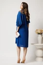 Rochie midi albastra din voal dreapta cu volan si broderie pe bust, 2, dyfashion.ro