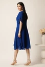 Rochie midi albastra din voal in clin cu volane la baza, 2, dyfashion.ro