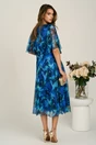 Rochie midi albastra din voal in clos cu imprimeuri si maneci vaporoase, 2, dyfashion.ro