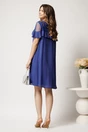 Rochie midi albastra din voal tip A cu tull si buline catifelate la bust, 2, dyfashion.ro