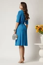 Rochie midi albastru din triplu voal cu nasturi si cordon, 2, dyfashion.ro