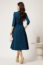 Rochie midi albastru petrol din stofa cu cordon in talie, 3, dyfashion.ro