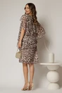 Rochie midi animal print bej din voal cu capa si croi drept, 2, dyfashion.ro