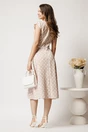 Rochie midi bej cu buline in clos cu buzunare si curea in talie, 2, dyfashion.ro