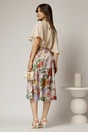 Rochie midi bej de ocazie cu imprimeuri florale pe fusta, 2, dyfashion.ro
