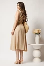 Rochie midi bej din tencel in clos cu nasturi si curea, 2, dyfashion.ro