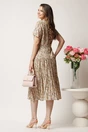 Rochie midi bej din viscoza cu imprimeuri florale maro, 2, dyfashion.ro