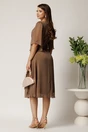 Rochie midi bej din voal in clos cu broderie florala pe talie, 2, dyfashion.ro