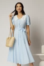 Rochie midi bleu cu buline de zi si guler brodat, 1, dyfashion.ro