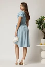 Rochie midi bleu cu buline din triplu voal in clos cu volane la maneci, 2, dyfashion.ro