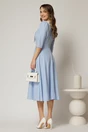 Rochie midi bleu cu buline si guler amplu croi clos, 2, dyfashion.ro