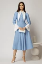 Rochie midi bleu cu buline si guler ascutit, 3, dyfashion.ro
