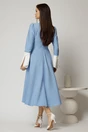 Rochie midi bleu cu buline si guler ascutit, 2, dyfashion.ro